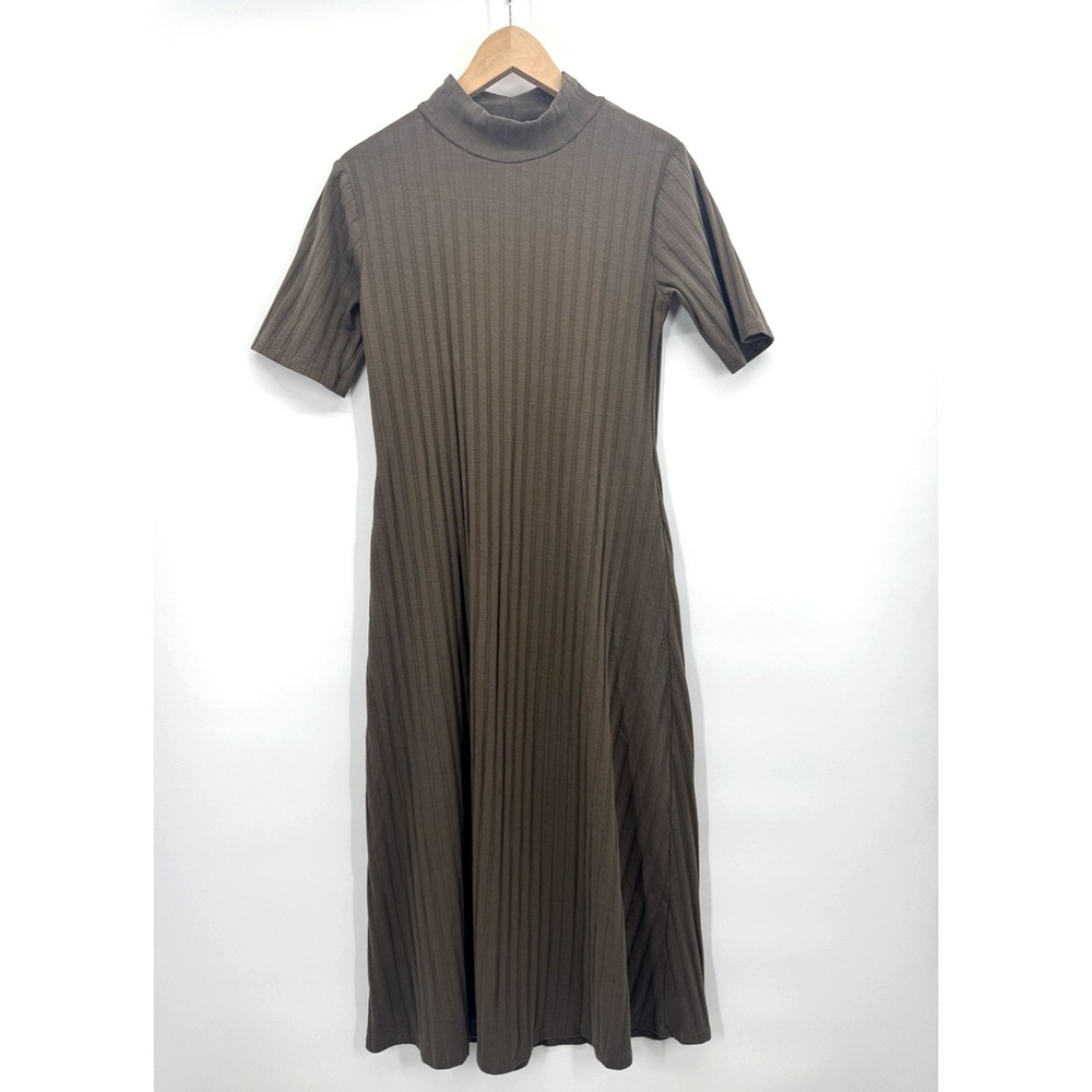Zara Women Large Midi Maxi Dress Knit Mock Neck Gorp Fairy Grunge Earthy Minimal